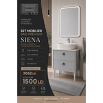 Mobilier Siena BC2451 60 cm, gri prafuit, oglinda cu LED, lavoar ceramic, blat compozit inclus, MDF total