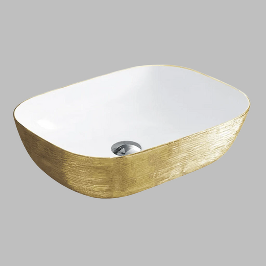 Lavoar baie 8217PG ceramică premium alb-auriu
