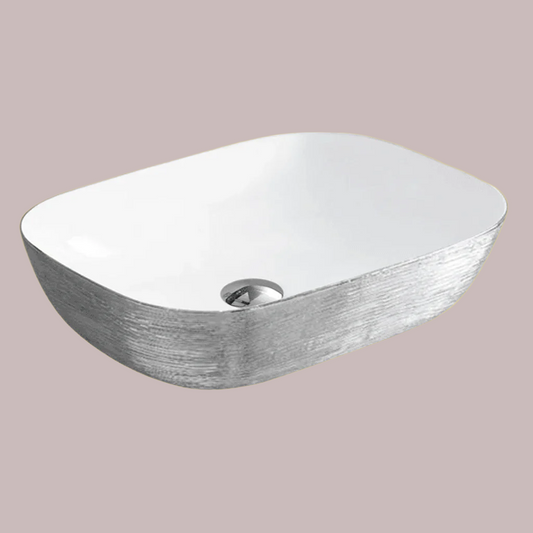 Lavoar baie 8217PS ceramică albă premium Argintiu
