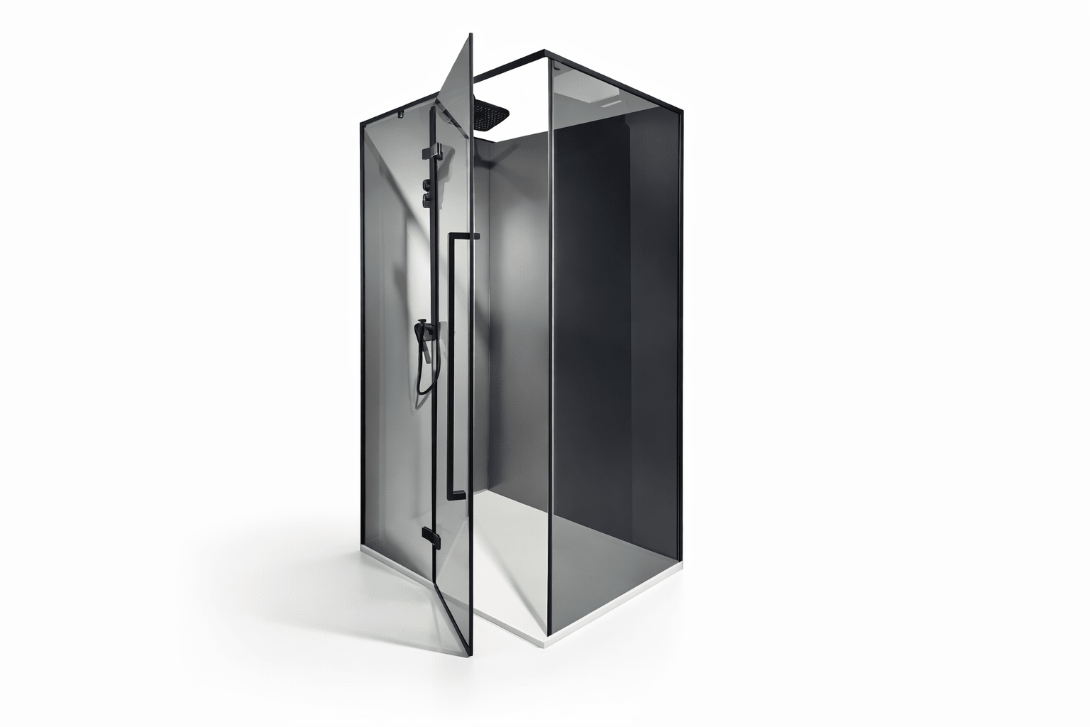 Cabina dus HYDRA 80x120 dreptunghiulara, geam fumuriu securizat 8 mm, profil negru mat - Casa Stile