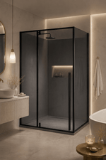 Cabina dus HYDRA 80x120 dreptunghiulara, geam fumuriu securizat 8 mm, profil negru mat - Casa Stile