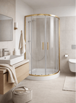 Cabina dus rama aurie 90x90, sticla securizata 5mm. Cadita este inclusa in pret! - Casa Stile