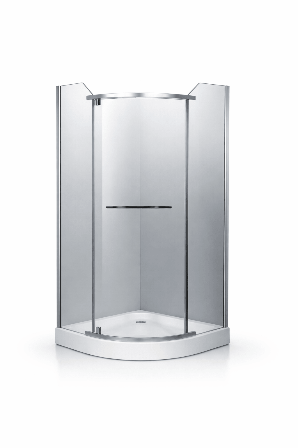 Cabina dus semi-rotunda 90x90, balama, prinderi si manere inox, sticla securizata 6mm. Cadita este inclusa in pret! - Casa Stile