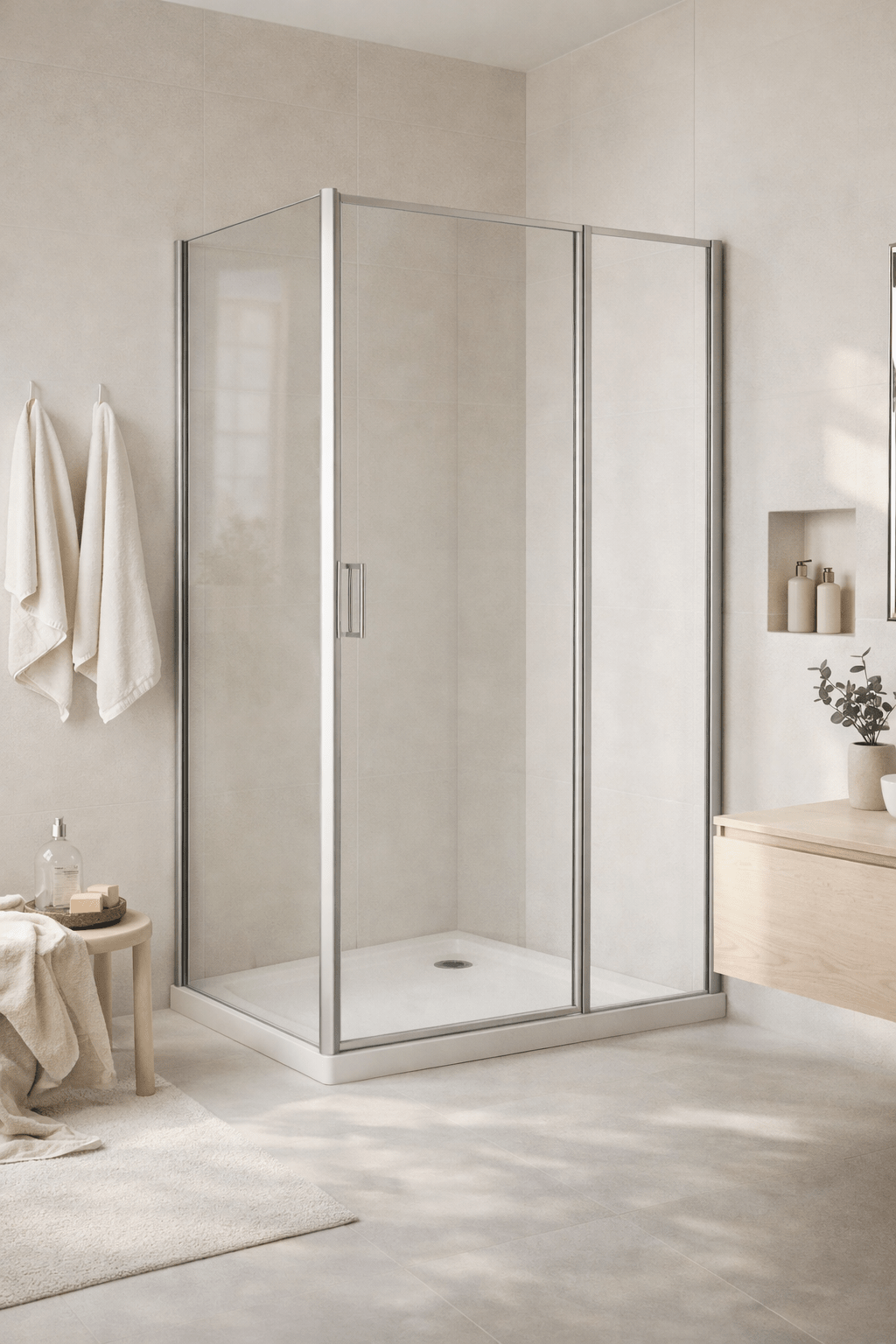 Cabina dus sticla securizata 6 mm, usa batanta, dimensiuni 80x100 cm - Casa Stile