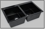 Chiuveta bucatarie compozit 80x50 cm, crem/negru/gri, sifon inclus - Casa Stile