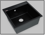 Chiuveta bucatarie compozit Ikarus 50 (50x50), crem/negru,sifon inclus - Casa Stile