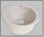 Chiuveta compozit Atlas Q51 rotunda, crem/negru/gri, sifon inclus - Casa Stile