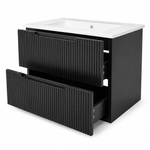 Corp Mobilier Baie Suspendat 60 cm Riflat – Nero (Negru) - Casa Stile