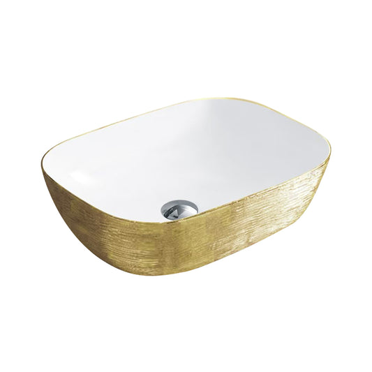 Lavoar baie 8217PG ceramică premium alb-auriu