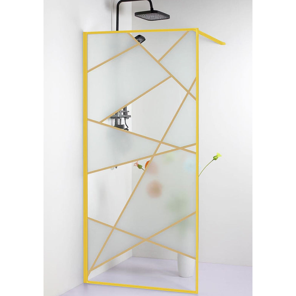 Paravan duș walk-in, sticlă securizată 8 mm, Laser Gold 900x1900