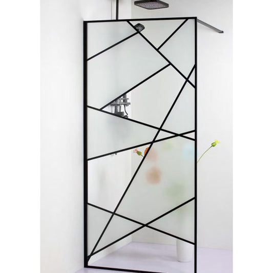 Paravan duș walk-in, sticlă securizată 8 mm, Laser Black 900x1900