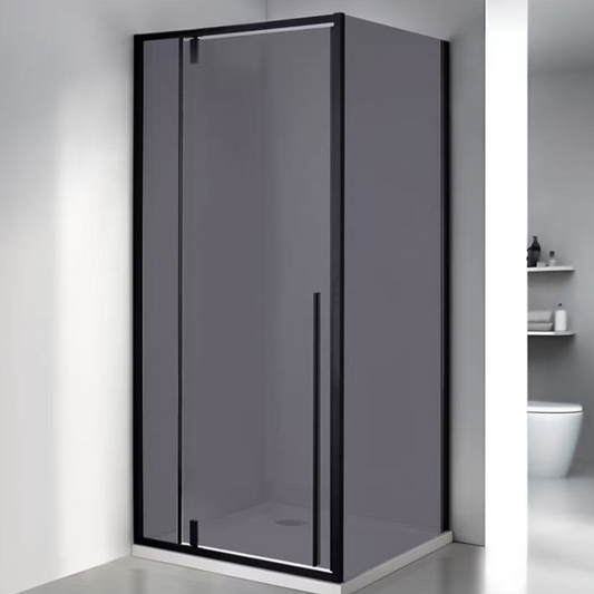 Cabină de duș pătrată, sticlă fumurie securizată 6 mm,negru mat