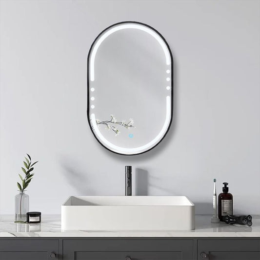 Oglindă LED 608 60x80, ramă aluminiu neagră