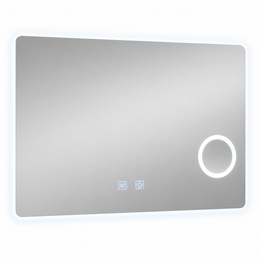 Oglinda baie LED FANTASY touch control cu lupa iluminata si dezaburire, 70x60 / 80x60 cm