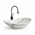Lavoar baie oval pe blat design marmura alb 8060M - Casa Stile