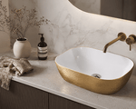 Lavoar baie pe blat 8217PG ceramica premium alb-auriu - Casa Stile