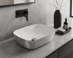 Lavoar baie pe blat 8217PS ceramica alba premium Argintiu - Casa Stile
