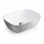Lavoar baie pe blat 8217PS ceramica alba premium Argintiu - Casa Stile