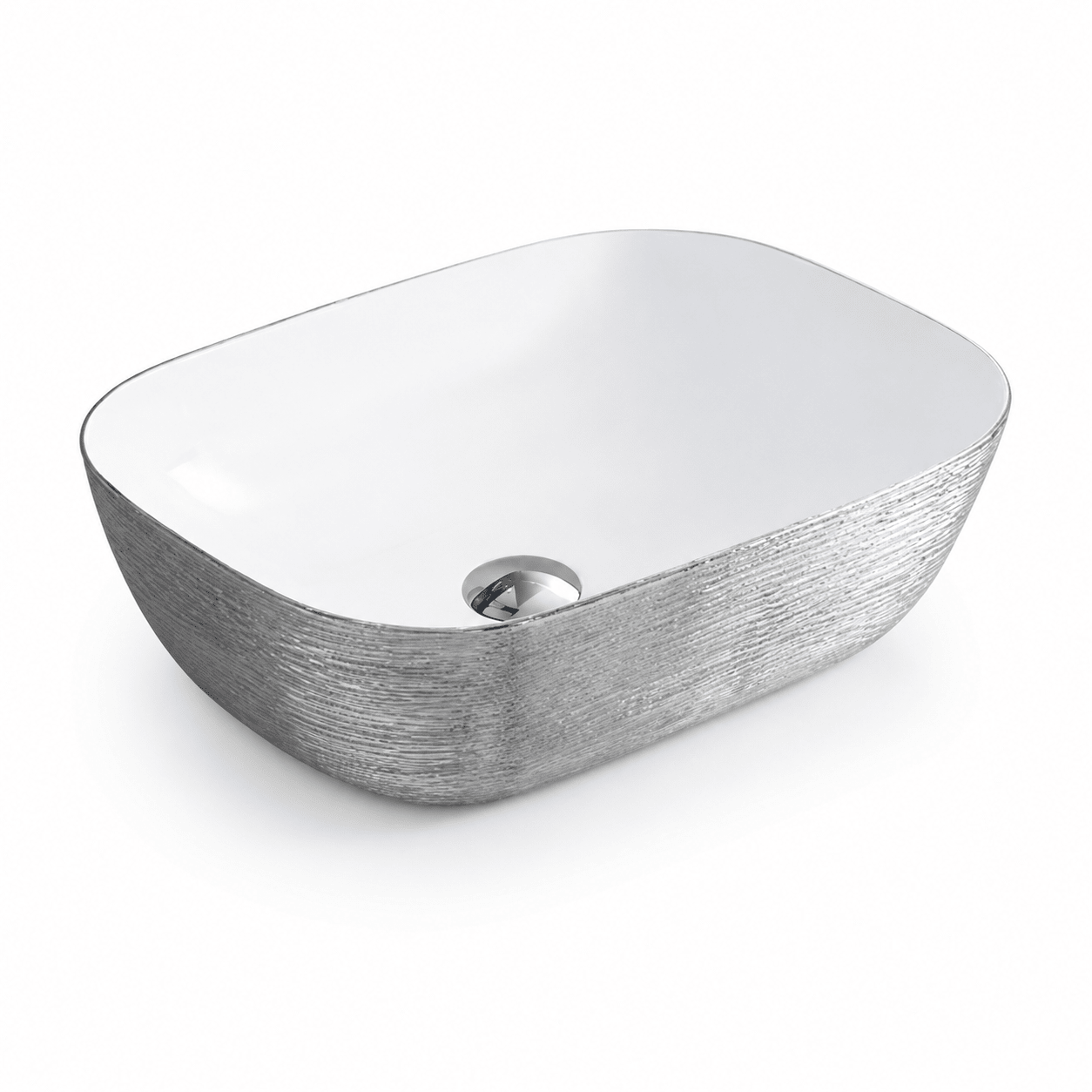 Lavoar baie pe blat 8217PS ceramica alba premium Argintiu - Casa Stile