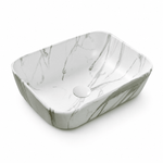 Lavoar baie pe blat rectangular marmorat Alb, 8509MA - Casa Stile