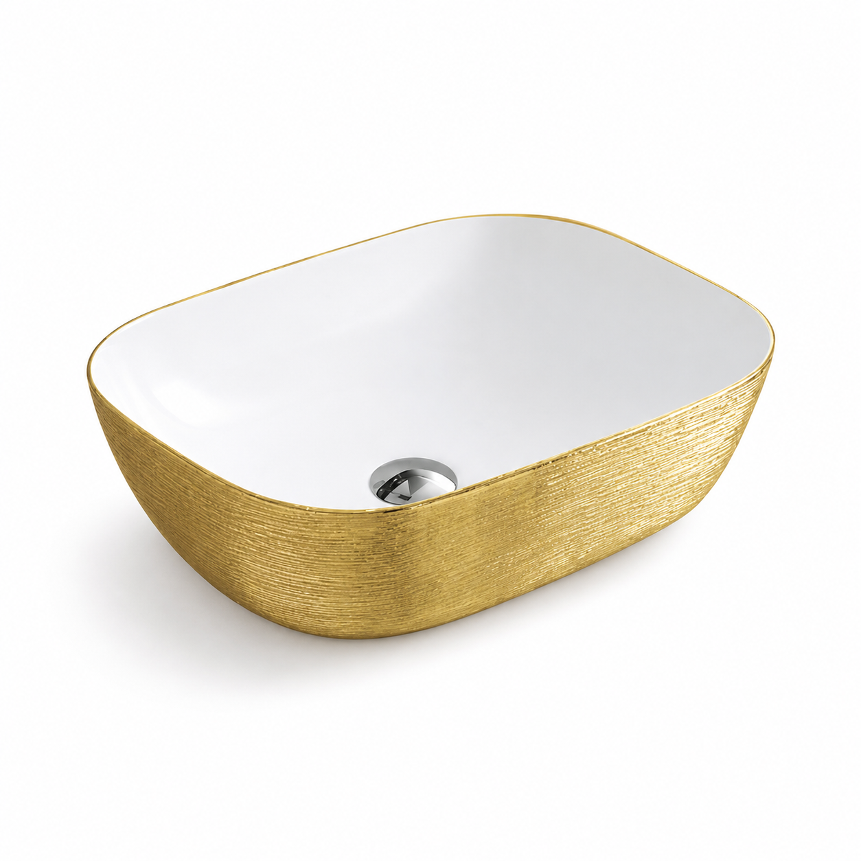 Lavoar baie pe blat 8217PG ceramica premium alb-auriu