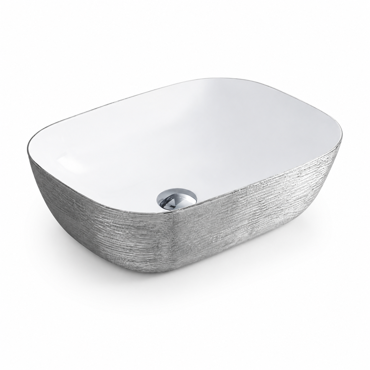 Lavoar baie pe blat 8217PS ceramica alba premium Argintiu
