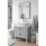 Mobilier Siena BC2451 60 cm, gri prafuit, oglinda cu LED, lavoar ceramic, blat compozit inclus, MDF total - Casa Stile