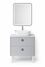 Mobilier Siena BC2451 60 cm, gri prafuit, oglinda cu LED, lavoar ceramic, blat compozit inclus, MDF total - Casa Stile
