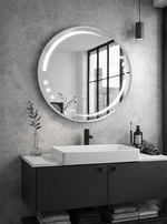 Oglinda LED rotunda 6911 Ø70, rama aluminiu argintiu - Casa Stile