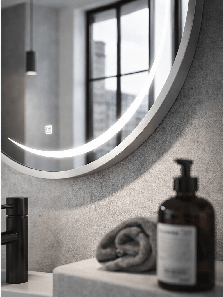 Oglinda LED rotunda 6911 Ø70, rama aluminiu argintiu - Casa Stile