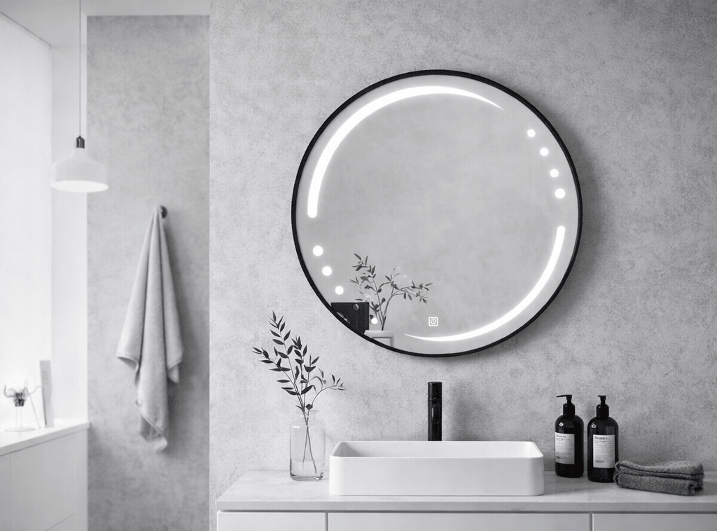 Oglinda LED rotunda 6912 Ø70, rama aluminiu neagra - Casa Stile