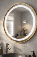 Oglinda LED rotunda 6918 Ø70 rama aluminiu aurie senzor tactil - Casa Stile