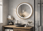 Oglinda LED rotunda 6918 Ø70 rama aluminiu aurie senzor tactil - Casa Stile