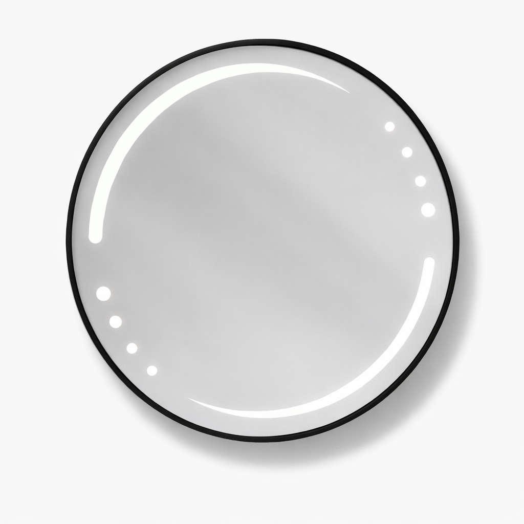 Oglinda LED rotunda 6912 Ø70, rama aluminiu neagra, iluminare LED integrata si senzor tactil.
