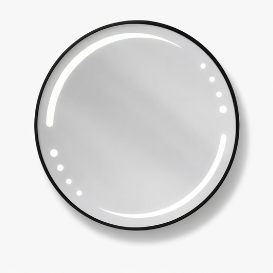 Oglinda LED rotunda 6912 Ø70, rama aluminiu neagra, iluminare LED integrata si senzor tactil.