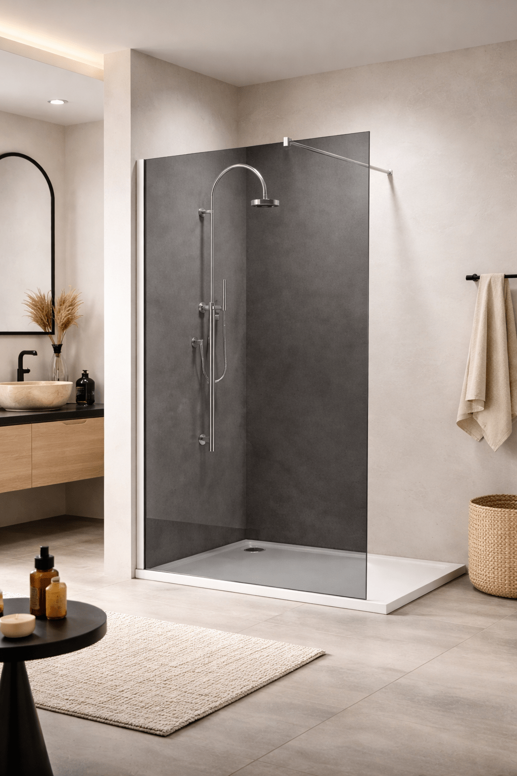 Paravan de dus Walk-In sticla securizata fumurie 8 mm, 70x190 cm - Casa Stile