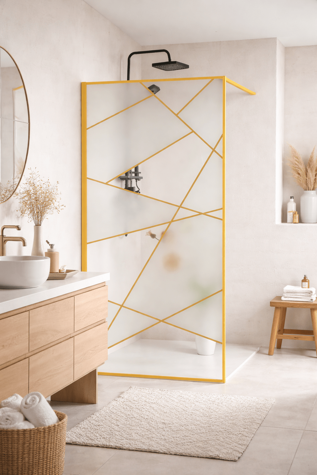 Paravan dus walk-in sticla securizata 8 mm Laser Gold 90x190 - Casa Stile