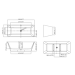 Cada baie freestanding Malaga dreptunghiulara WB-824