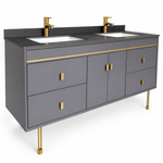 Set Mobilier baie NOBLE 150 cm, MDF, blat ceramic, oglinda LED, sistem soft-close - Casa Stile