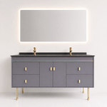 Set Mobilier baie NOBLE 150 cm, MDF, blat ceramic, oglinda LED, sistem soft-close - Casa Stile