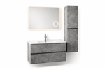 Set Mobilier Baie Stone 80 cm oglinda cu LED, dezaburire si lupa, lavoar ceramic, soldat inclus, MDF total - Casa Stile