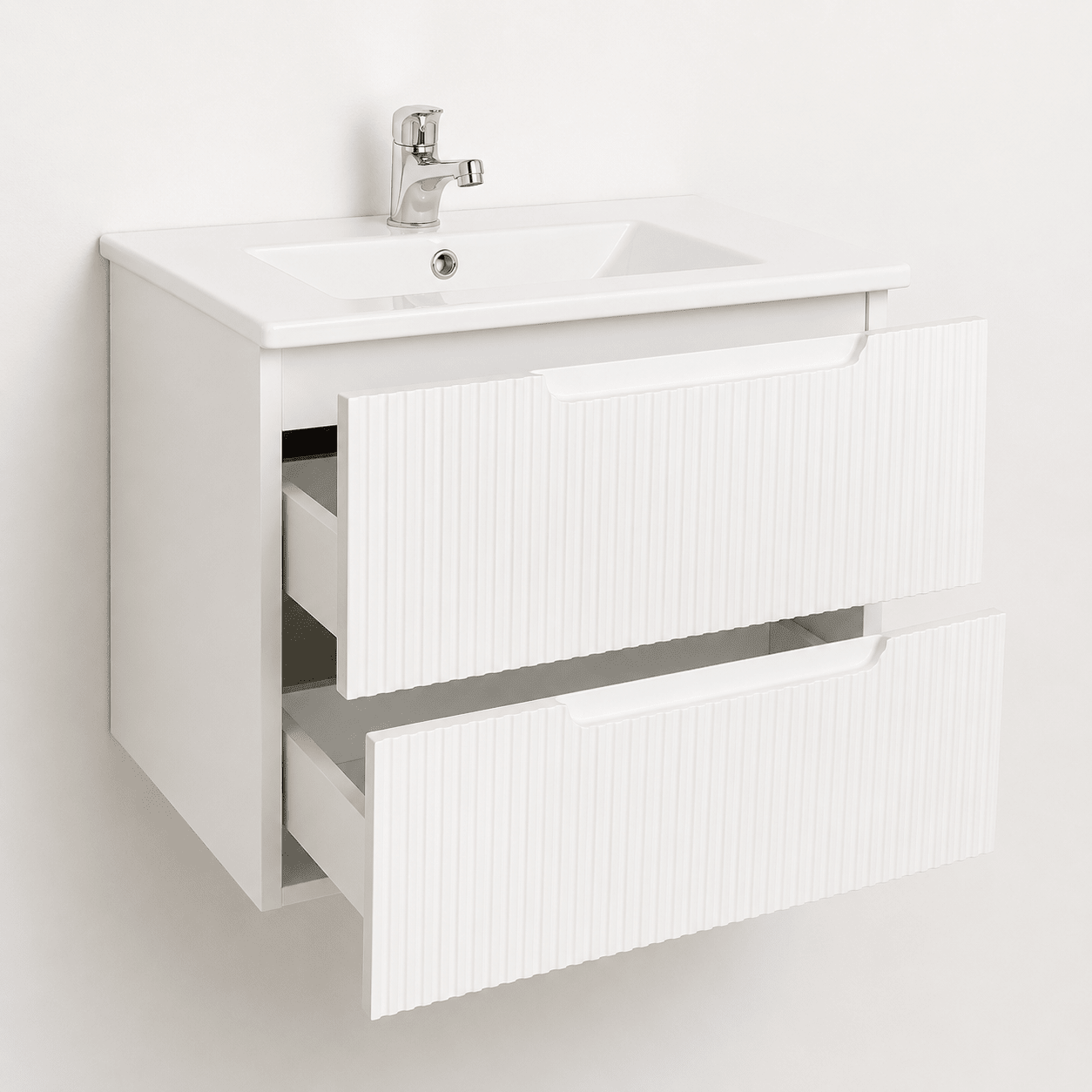 Set Mobilier Baie Suspendat 60 cm Riflat – Bianco (Alb) - Casa Stile
