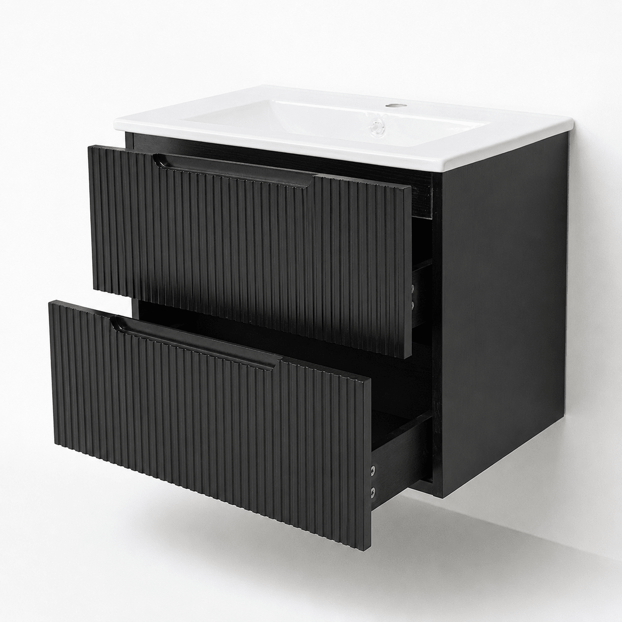 Set Mobilier Baie Suspendat 60 cm Riflat – Nero (Negru) - Casa Stile
