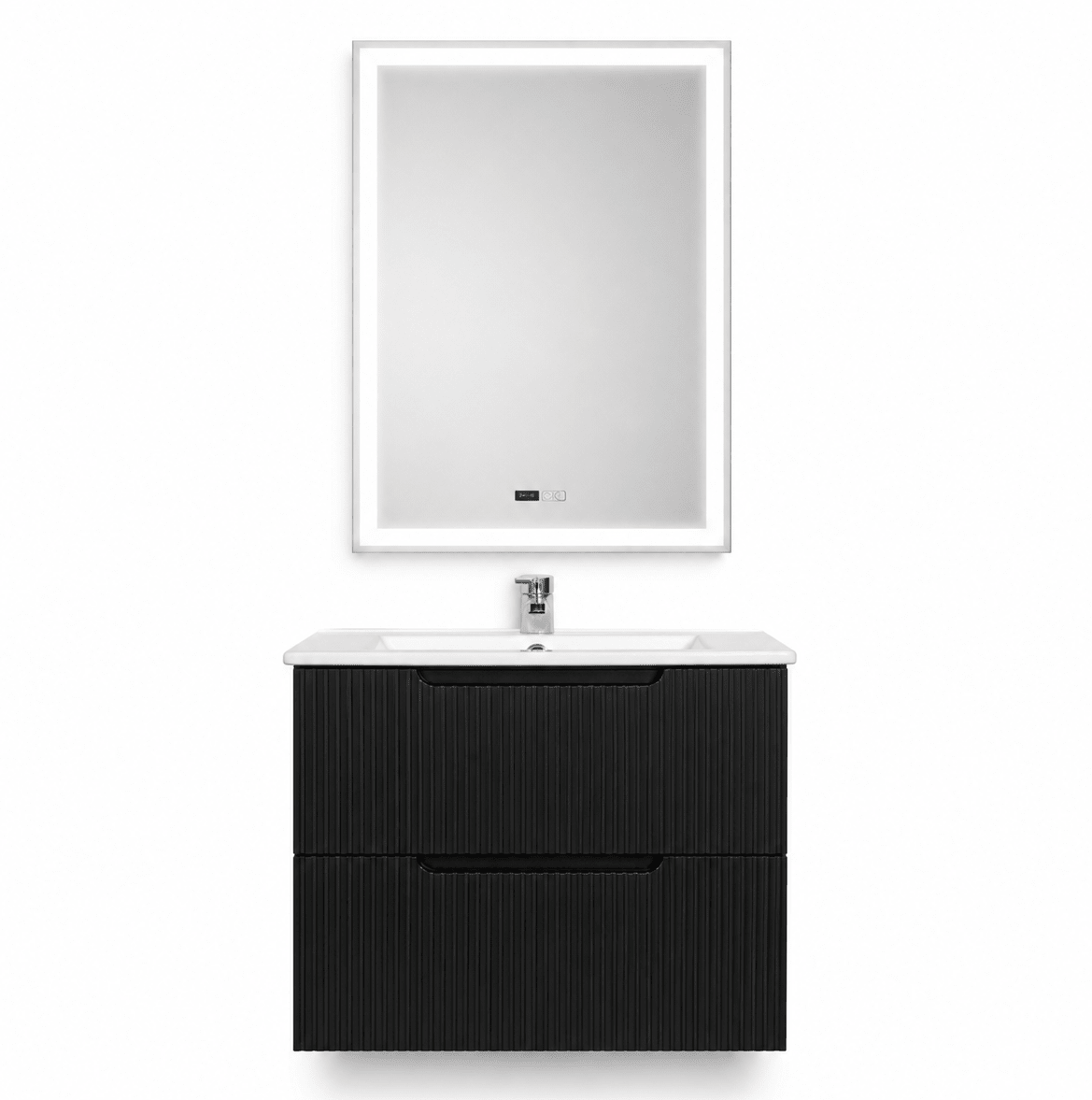 Set Mobilier Baie Suspendat 60 cm Riflat – Nero (Negru) - Casa Stile