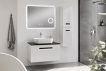 Set Mobilier Baie Troia 80 cm oglinda cu LED, dezaburire si lupa, lavoar ceramic, blat compozit, soldat inclus, MDF total (WB-BC202) - Casa Stile