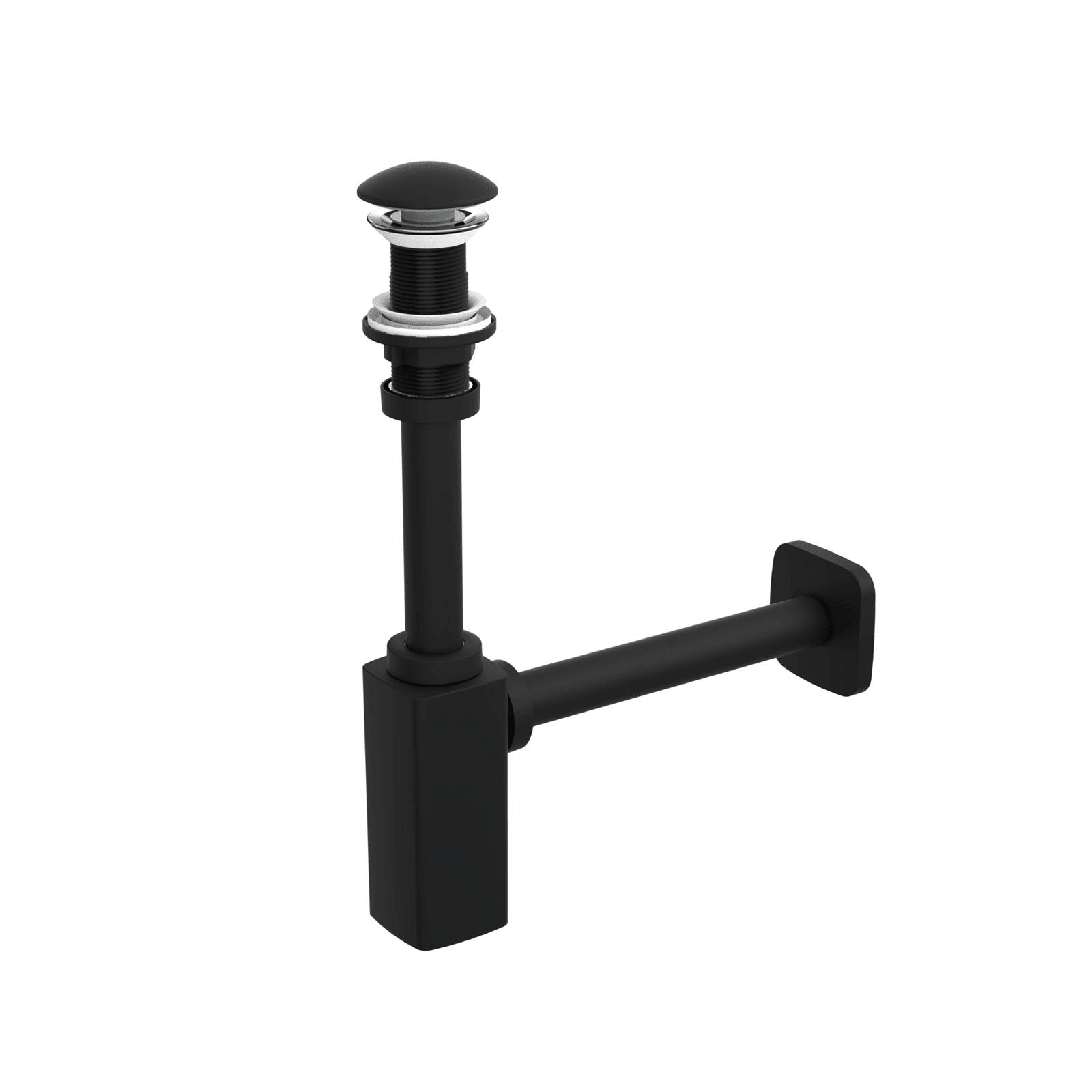 Sifon lavoar 220463 negru fara PP, clic-clac, cap ceramic, 300 mm - Casa Stile