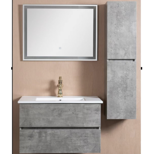 Mobilier Stone (WB-BC024) 80 cm oglindă cu LED, lavoar ceramic, soldat inclus, MDF total