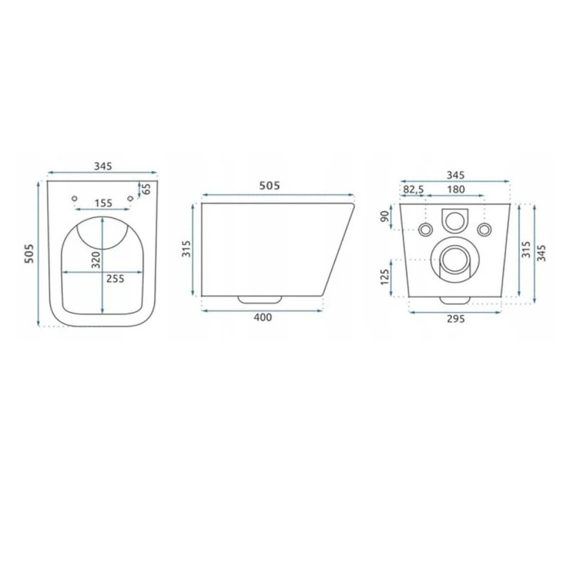 Vas WC suspendat W202, capac duroplast cu amortizor, rimless