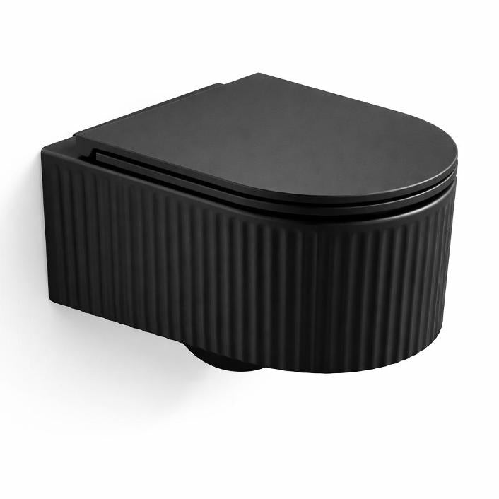 Vas WC suspendat negru mat riflat, capac slim soft-close