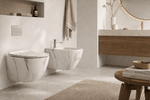 Vas Bideu Suspendat Alb cu Model Marmorat, Ceramică Sanitară, Montaj pe Perete - Casa Stile